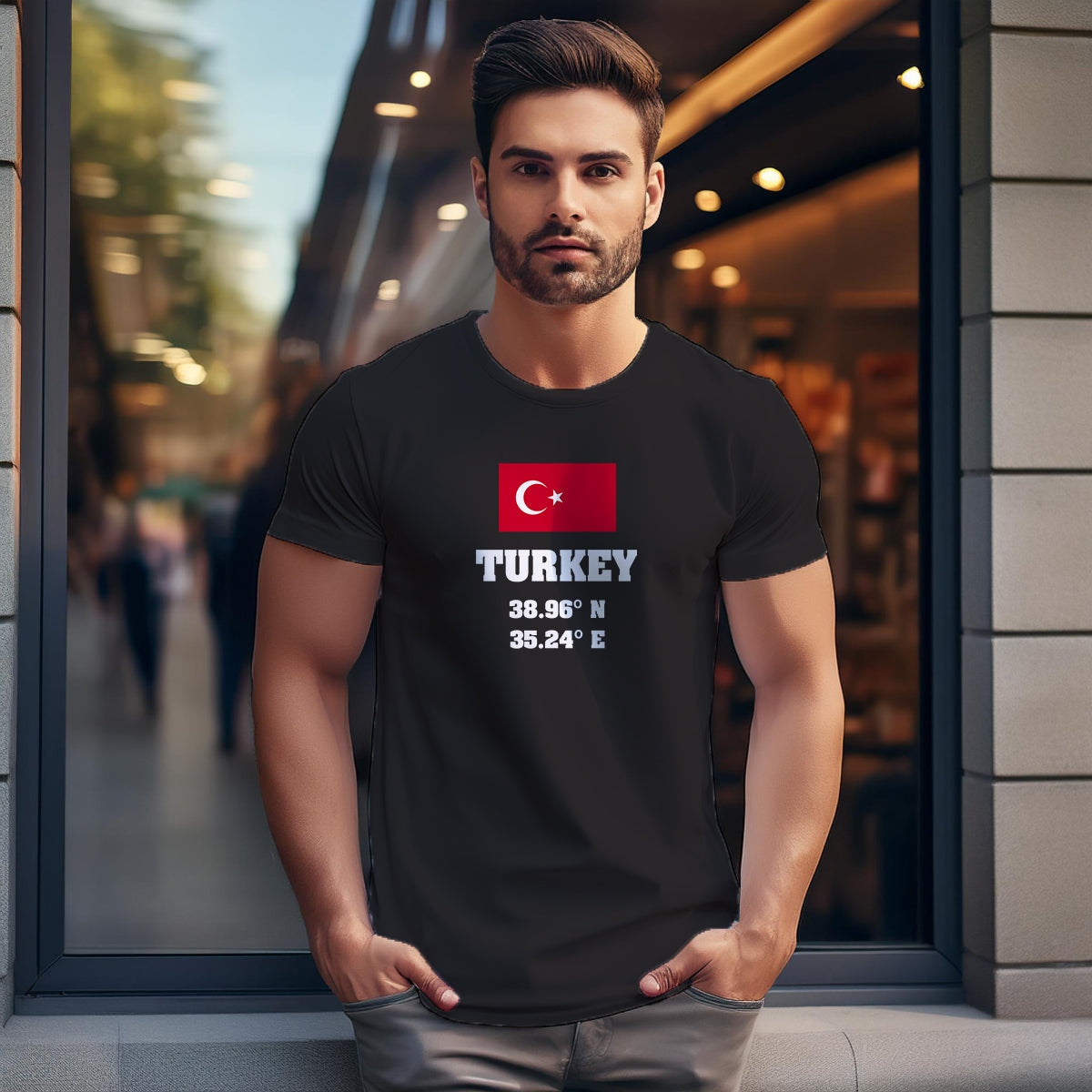 Turkey Latitude Longitude Men Unisex T-Shirt