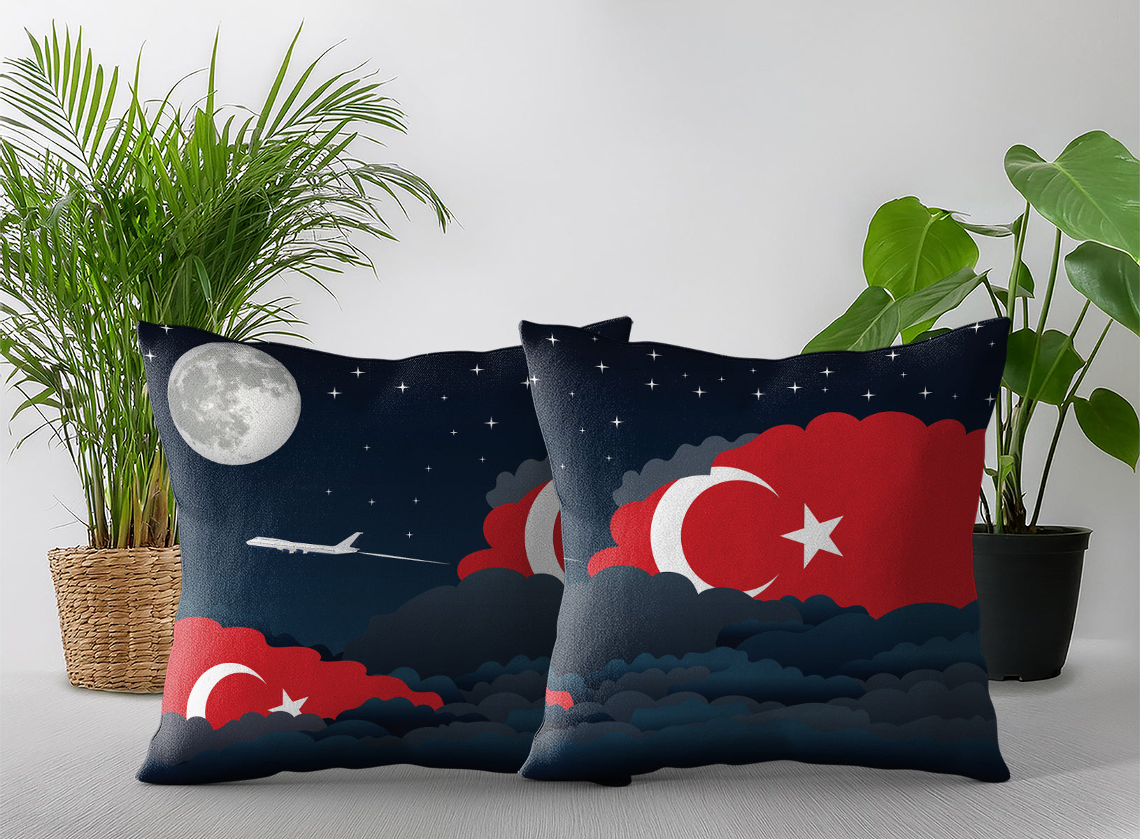 Turkey Night Clouds Pillow Case and Pillow Throw