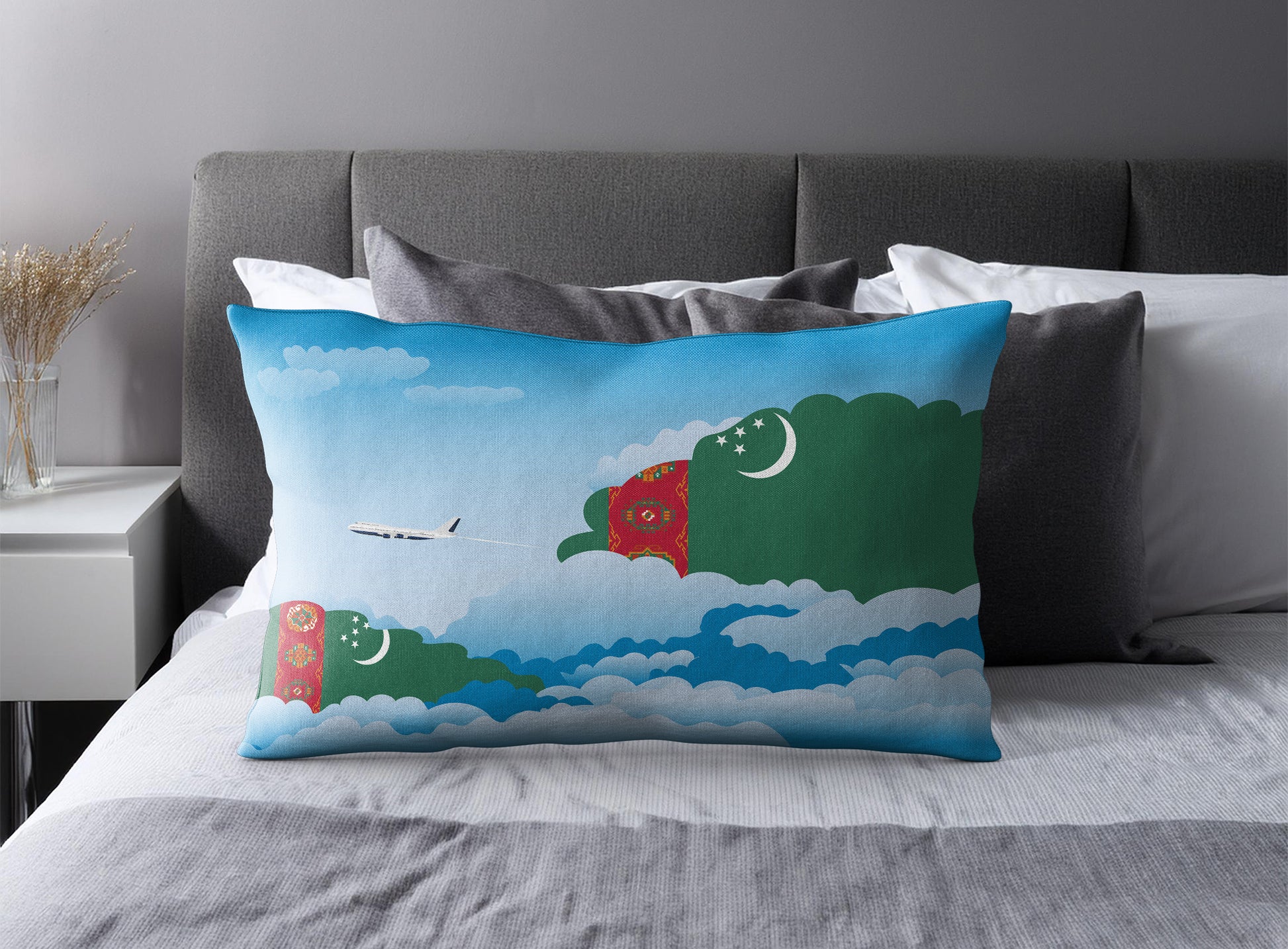 Turkmenistan Day Clouds Pillow Case and Pillow Throw