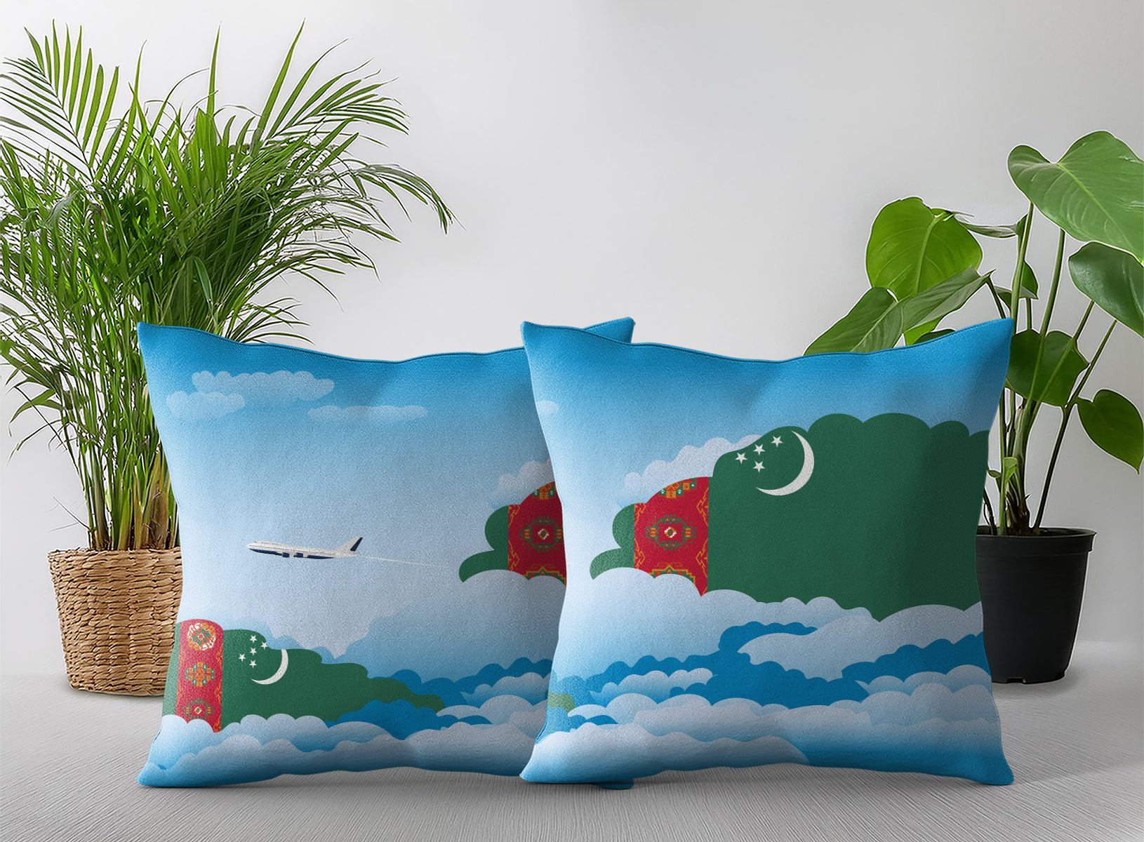 Turkmenistan Day Clouds Pillow Case and Pillow Throw