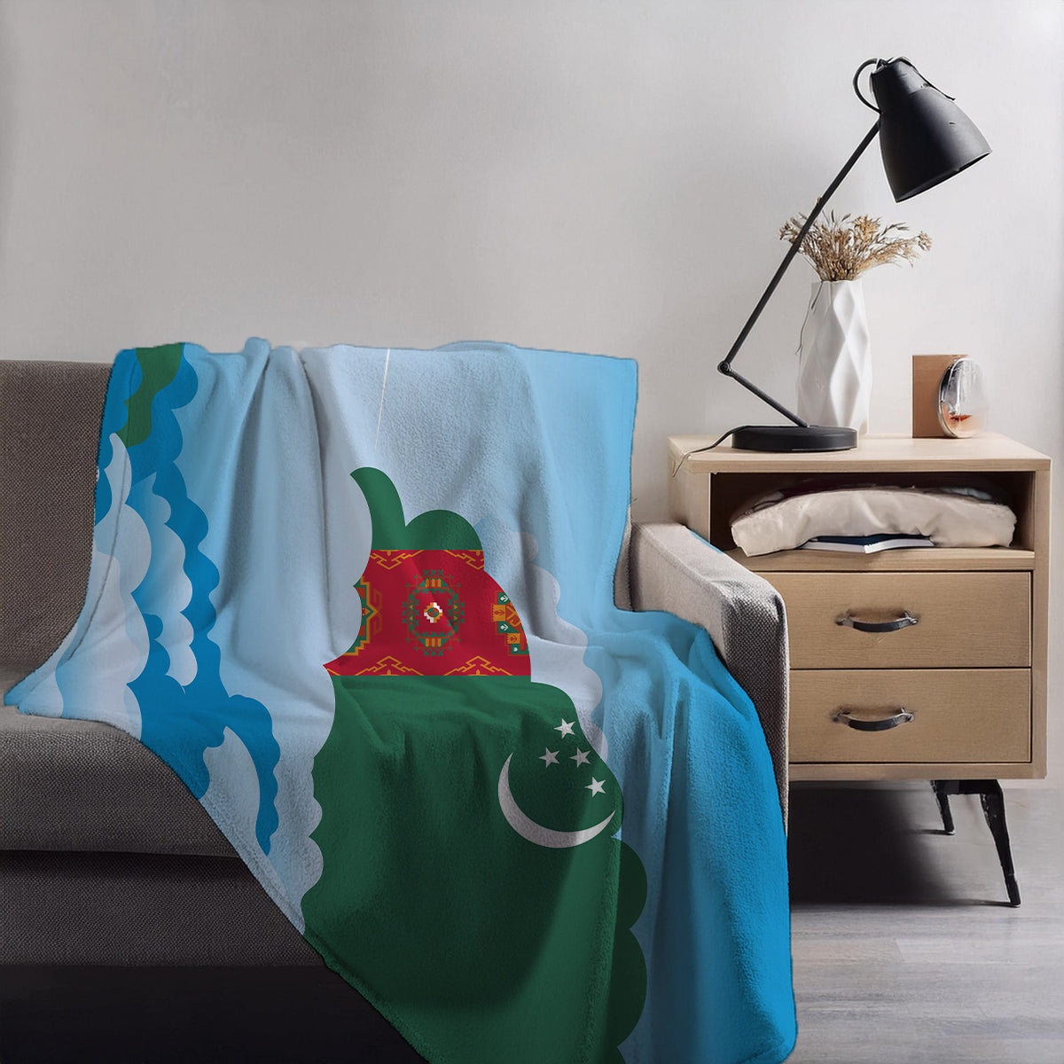 Turkmenistan Day Clouds Blanket Throw