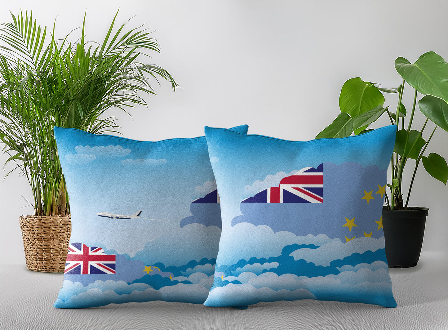 Tuvalu Day Clouds Pillow Case and Pillow Throw