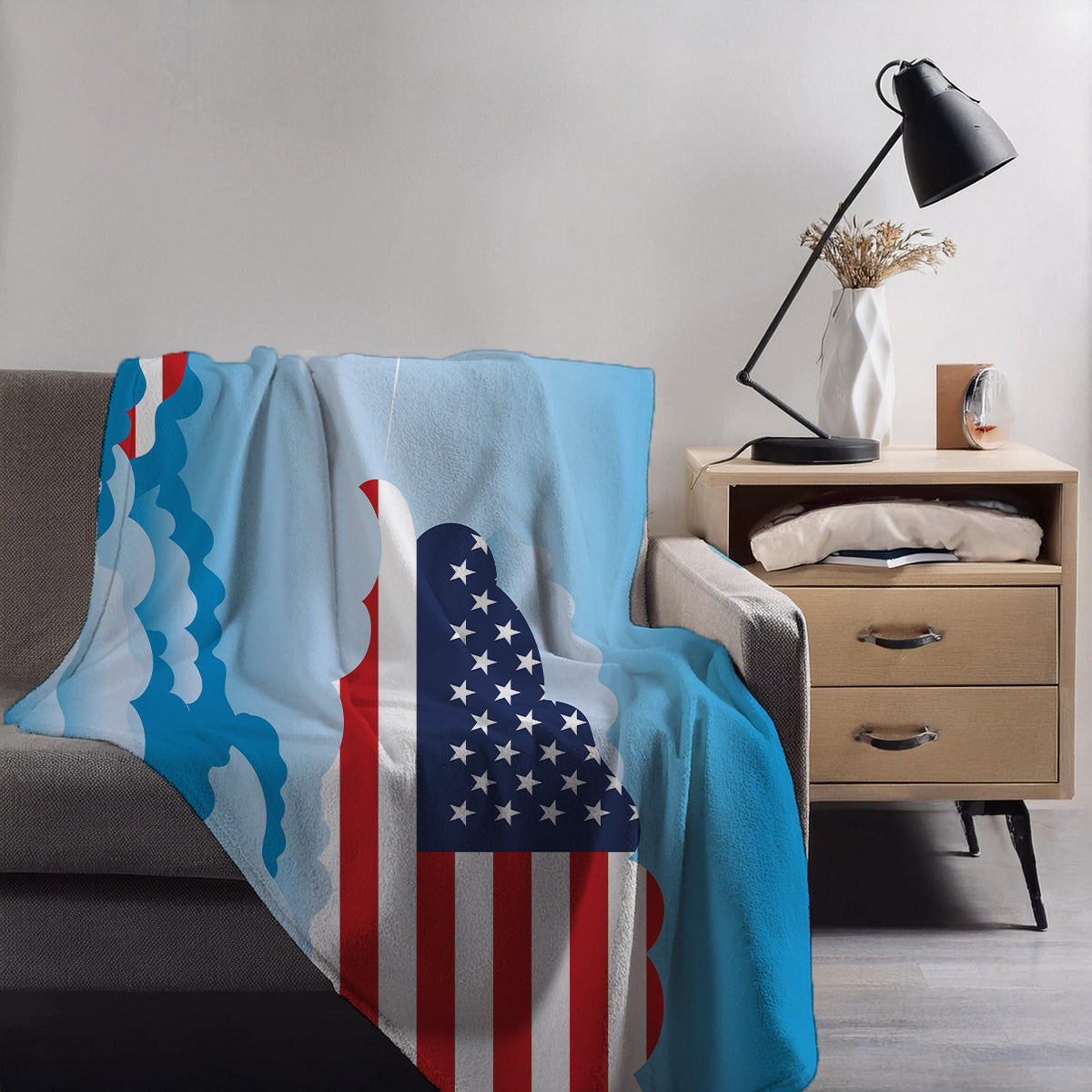 USA Day Clouds Blanket Throw