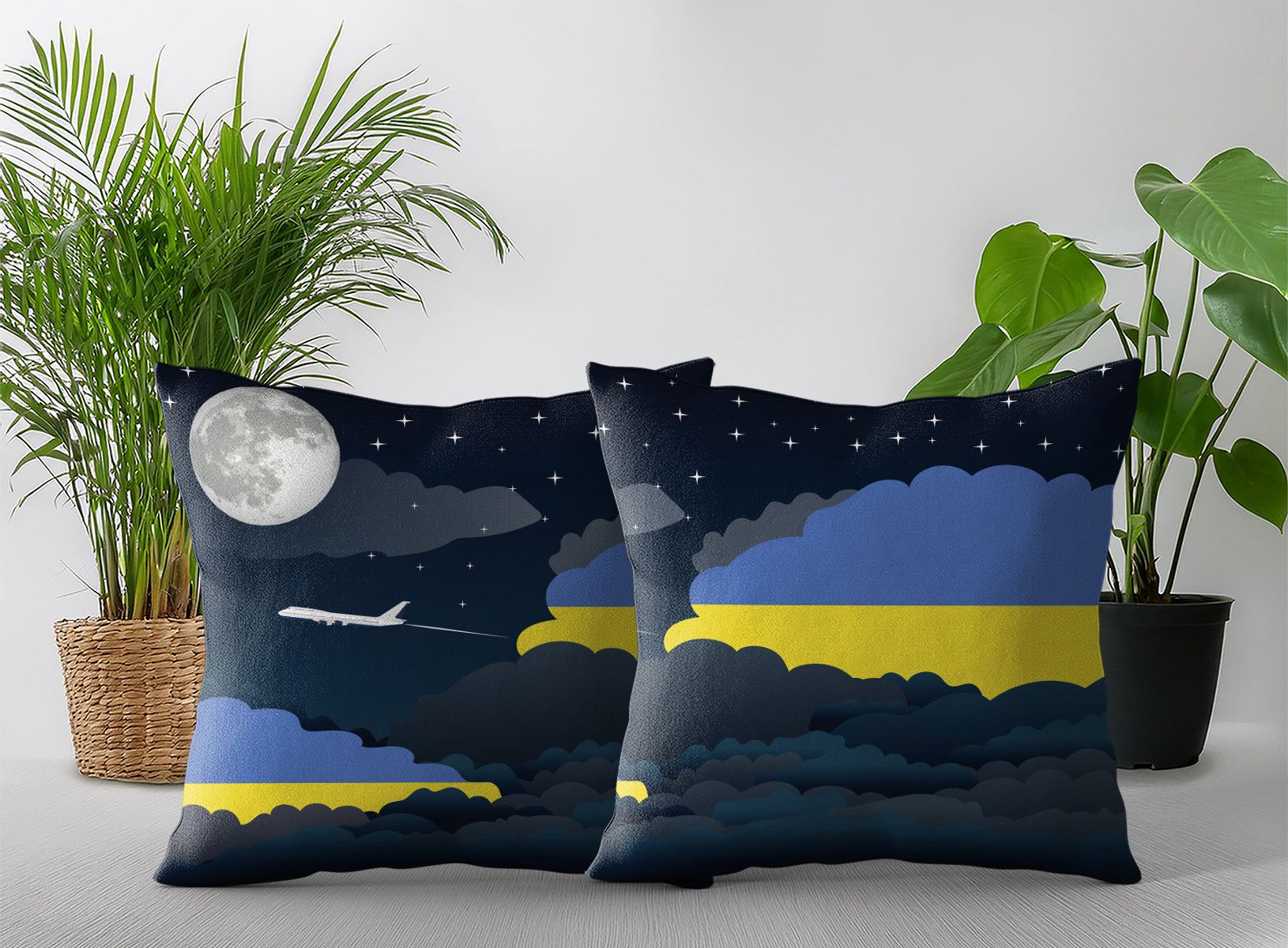 Ukraine Night Clouds Pillow Case and Pillow Throw