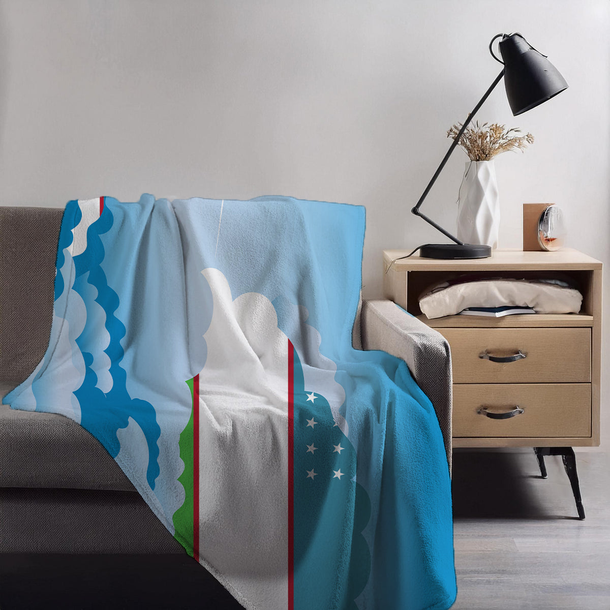 Uzbekistan Day Clouds Blanket Throw