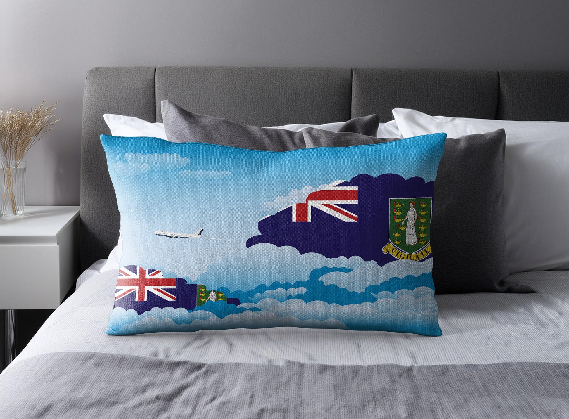 Virgin Islands UK Day Clouds Pillow Case and Pillow Throw