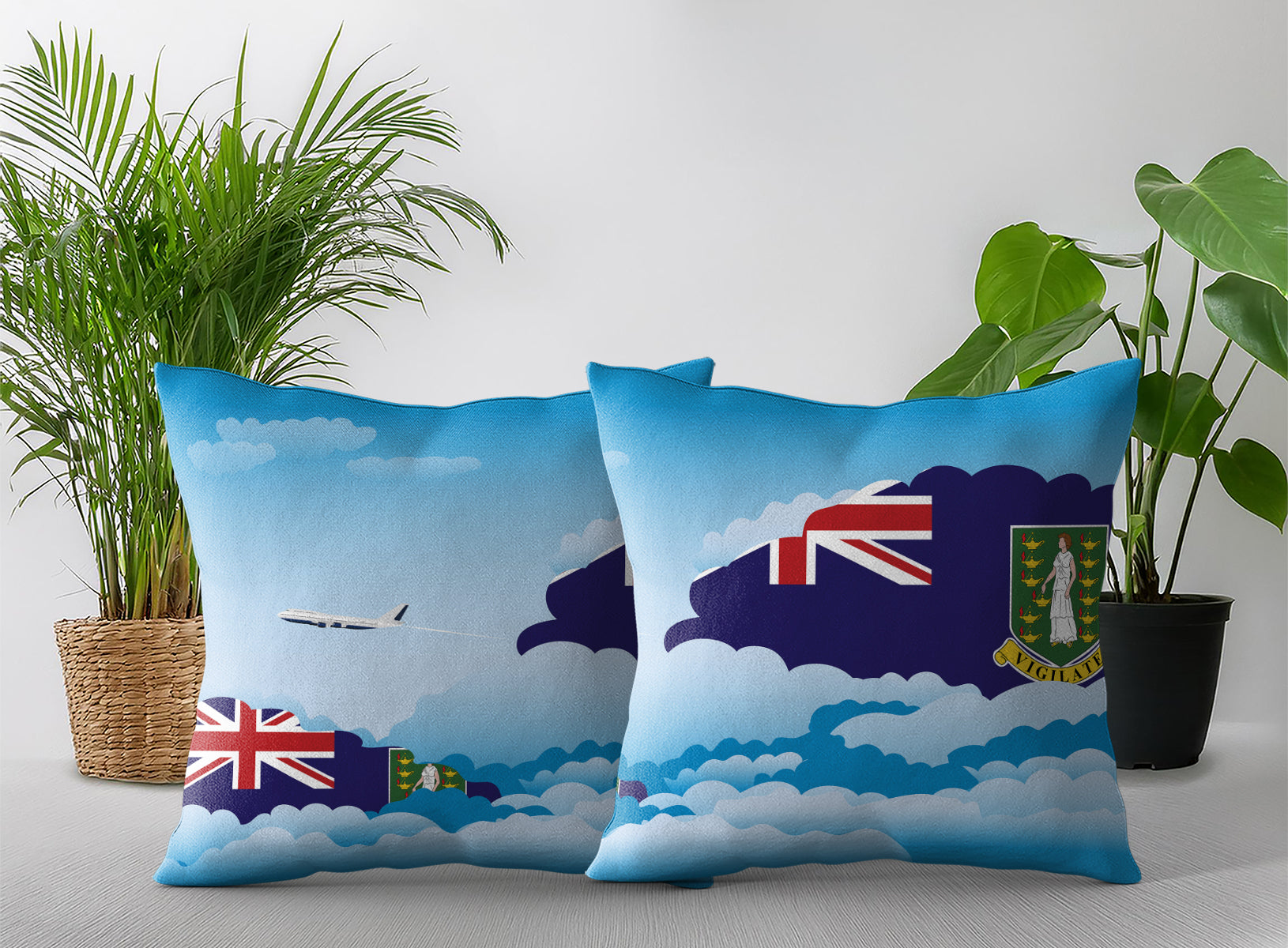 Virgin Islands UK Day Clouds Pillow Case and Pillow Throw