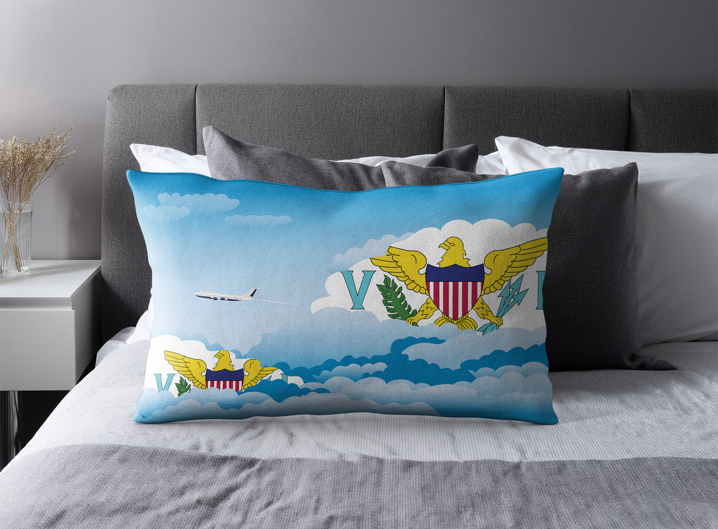 Virgin Islands US Day Clouds Pillow Case and Pillow Throw
