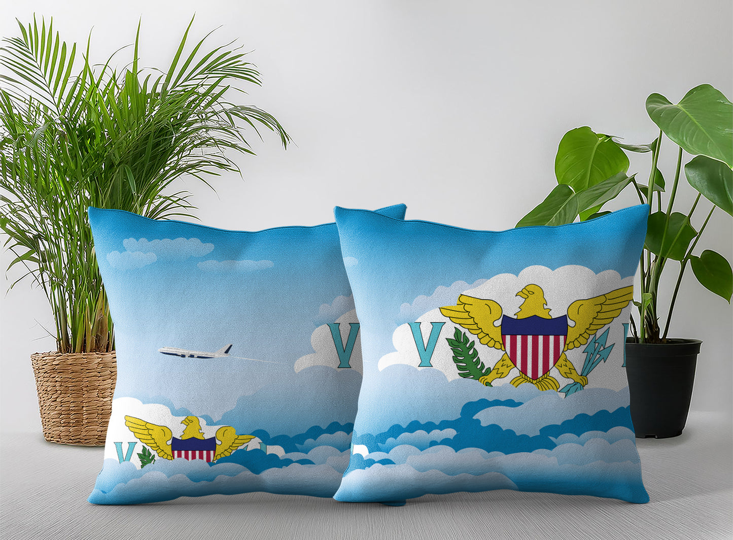 Virgin Islands US Day Clouds Pillow Case and Pillow Throw