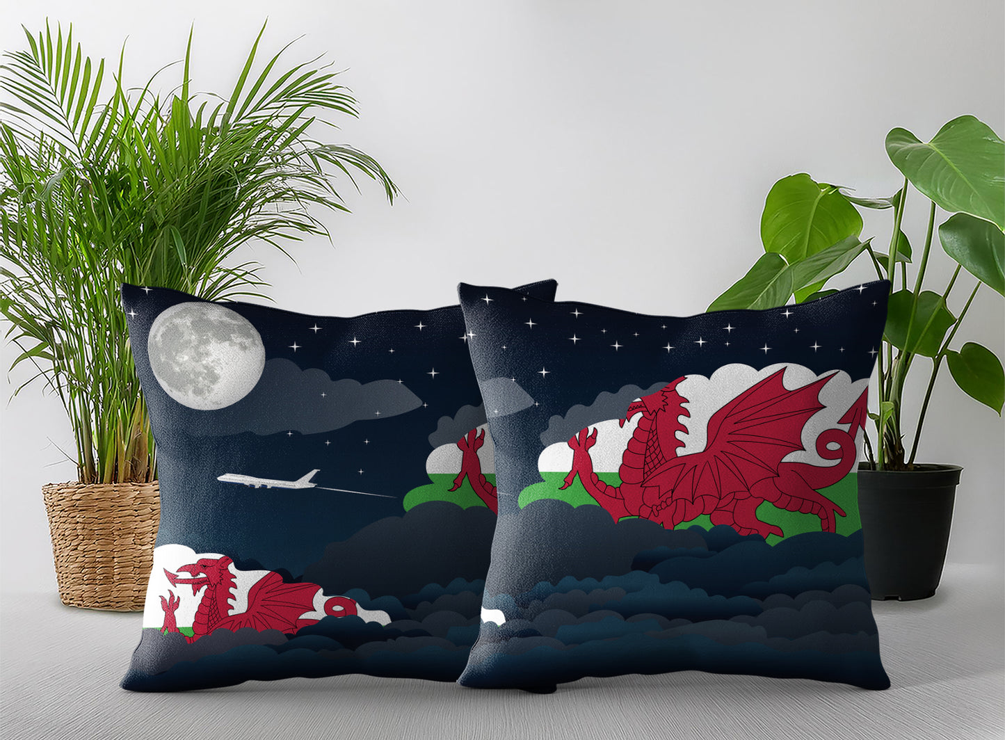 Wales Night Clouds Pillow Case and Pillow Throw