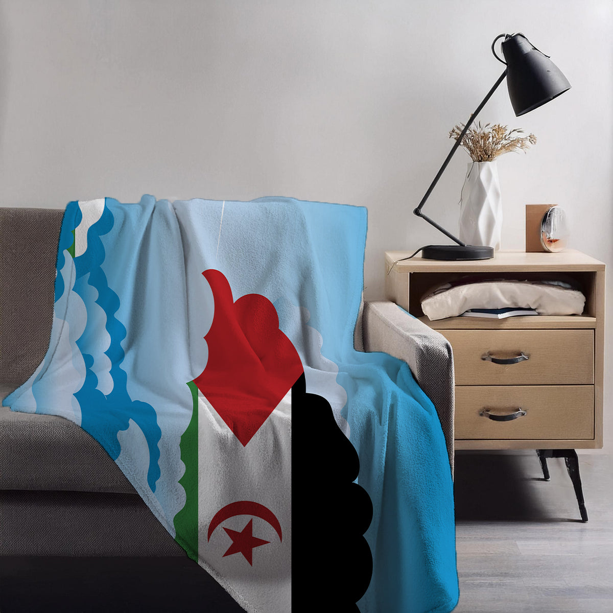 Western Sahara Day Clouds Blanket Throw