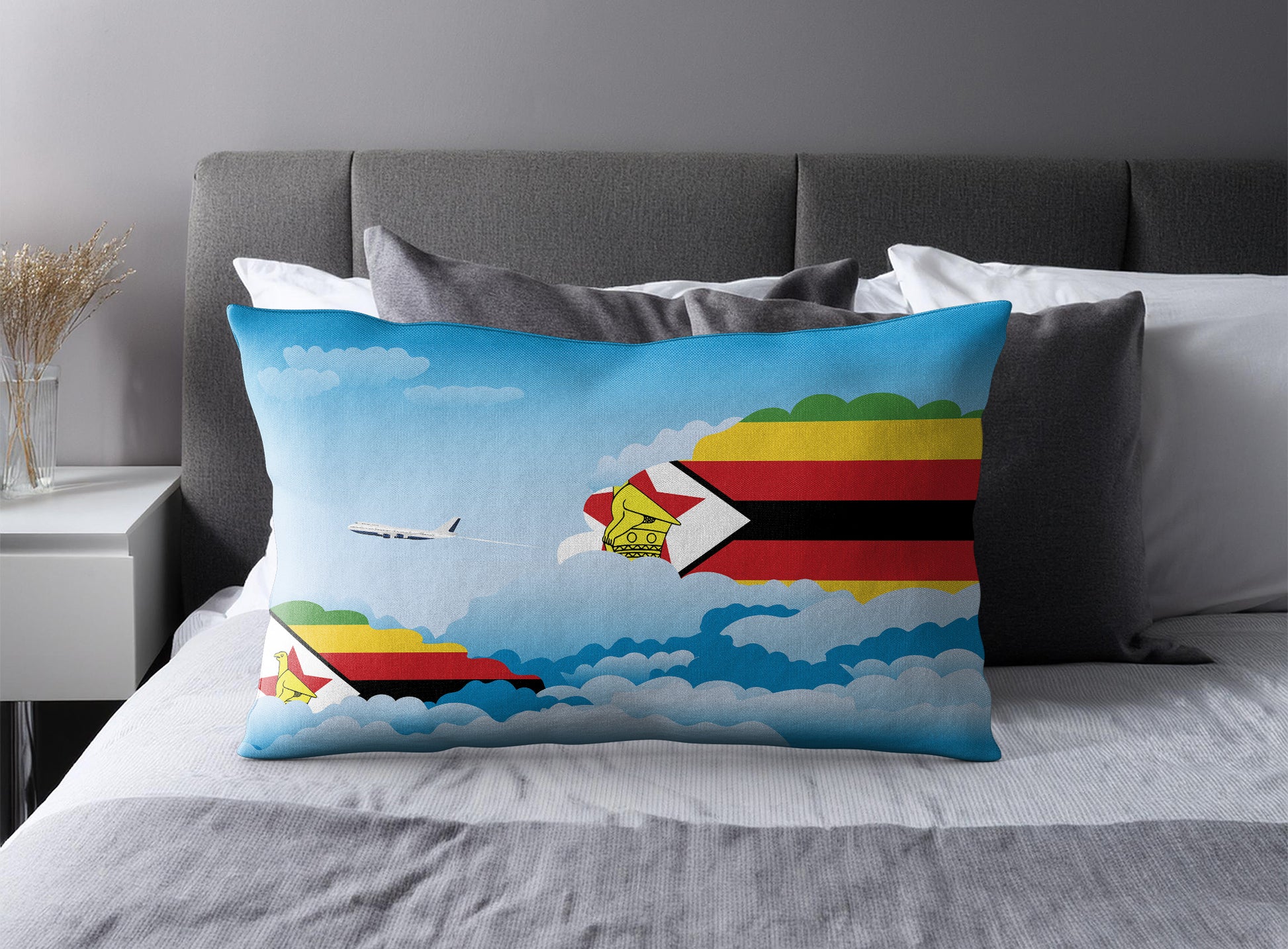 Zimbabwe Day Clouds Pillow Case and Pillow Throw