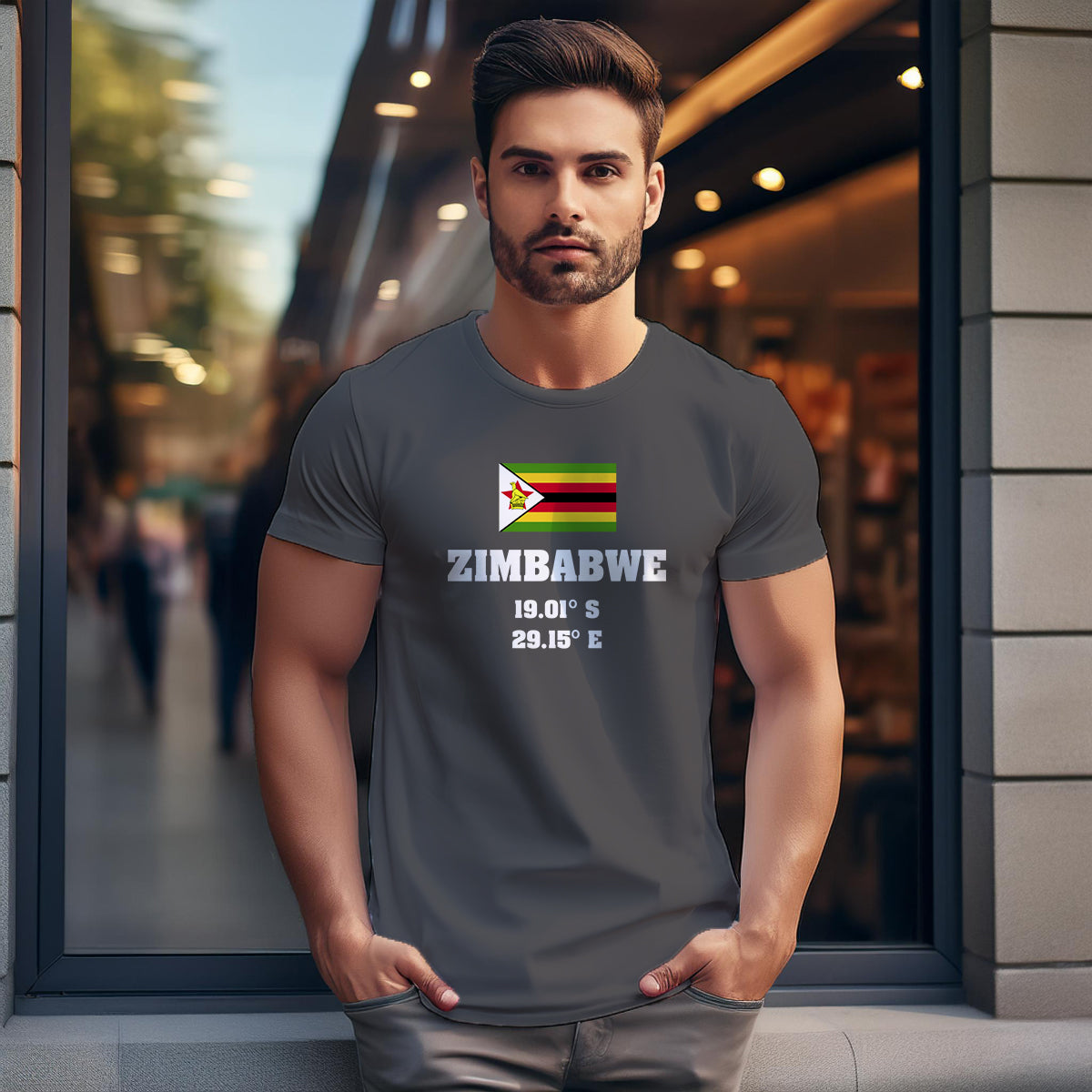 Zimbabwe Latitude Longitude Men Unisex T-Shirt
