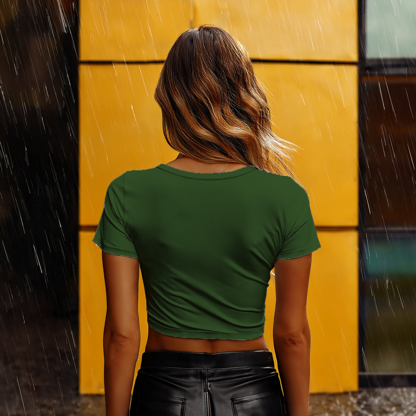 93 Number Women Crop Top (Olive Green)